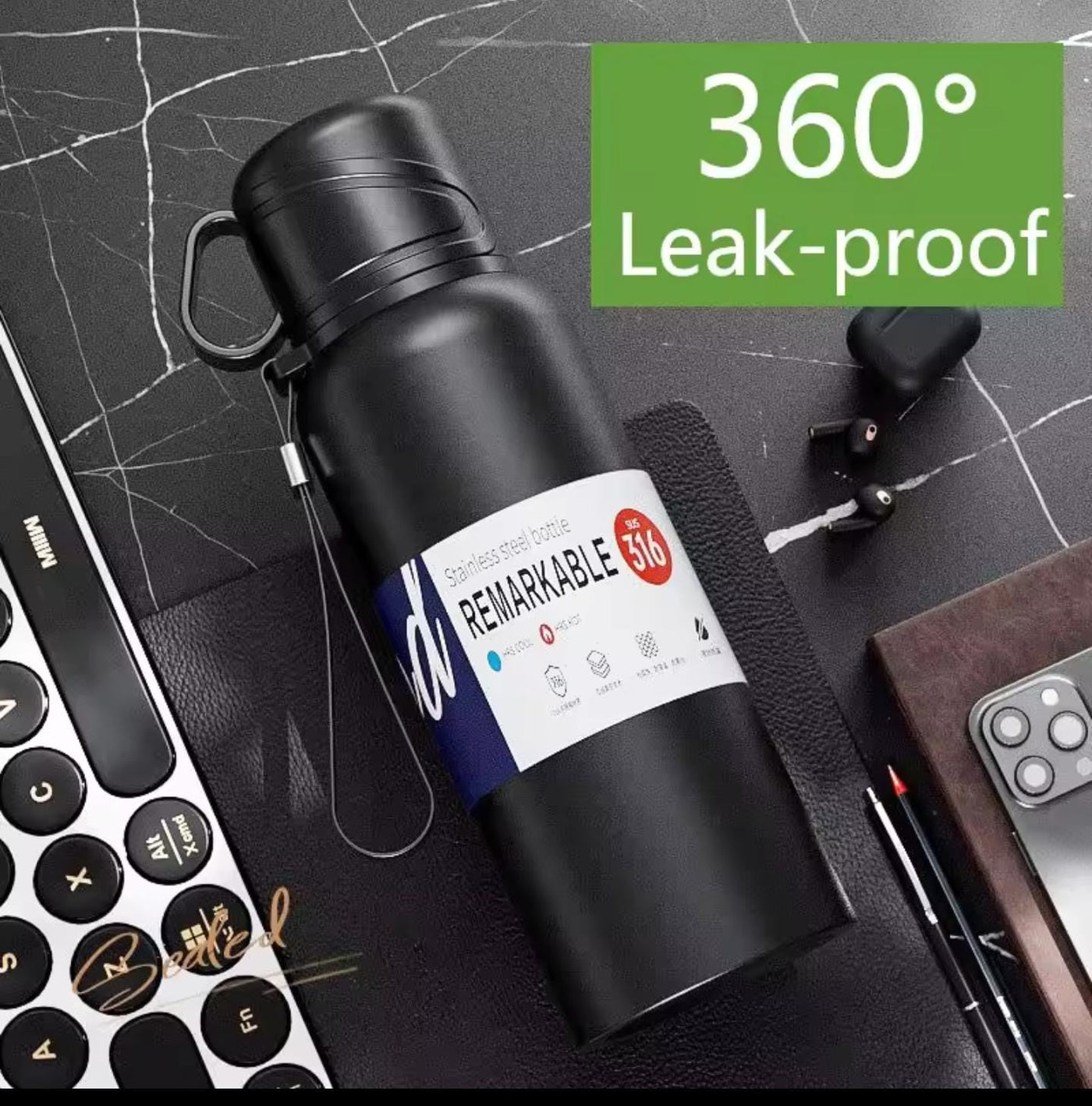 600ml Double Insulation Water Bottle With Cup