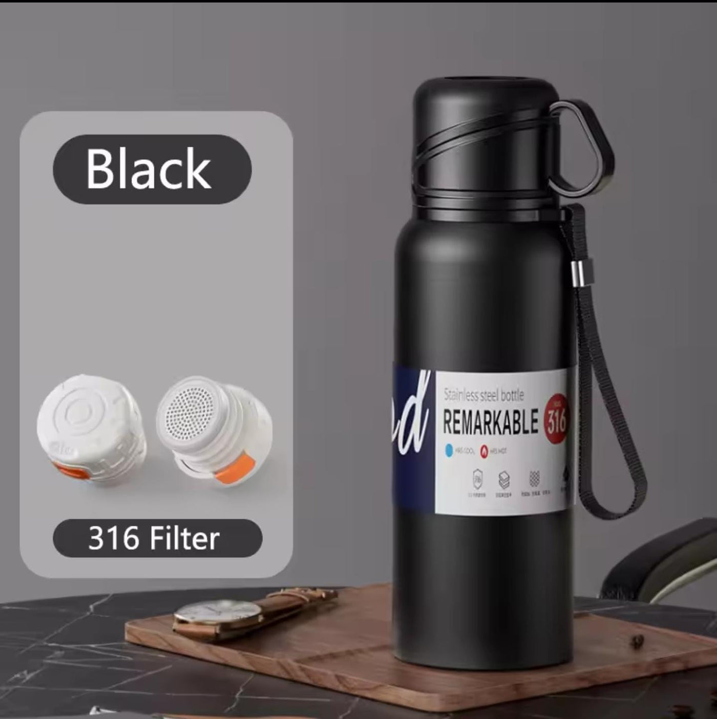 600ml Double Insulation Water Bottle With Cup